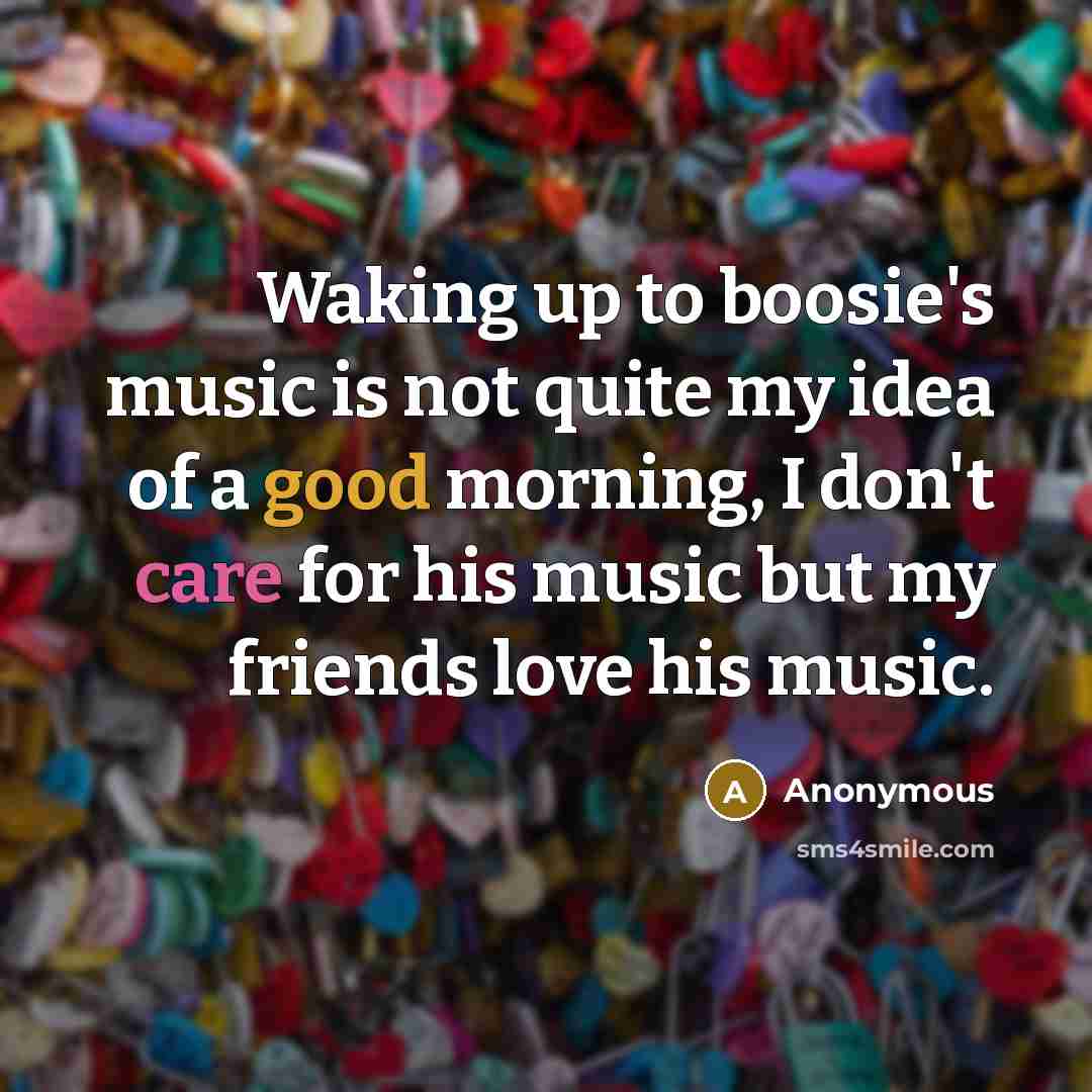 “Waking up to boosie's music is not quite my idea…” quote by Anonymous