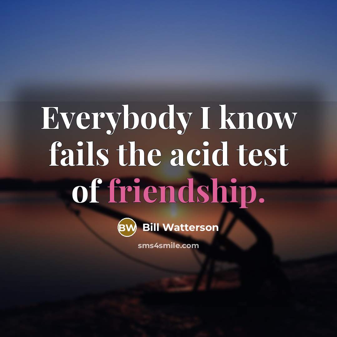 “Everybody I know fails the acid test of friendship.…” quote by Bill Watterson