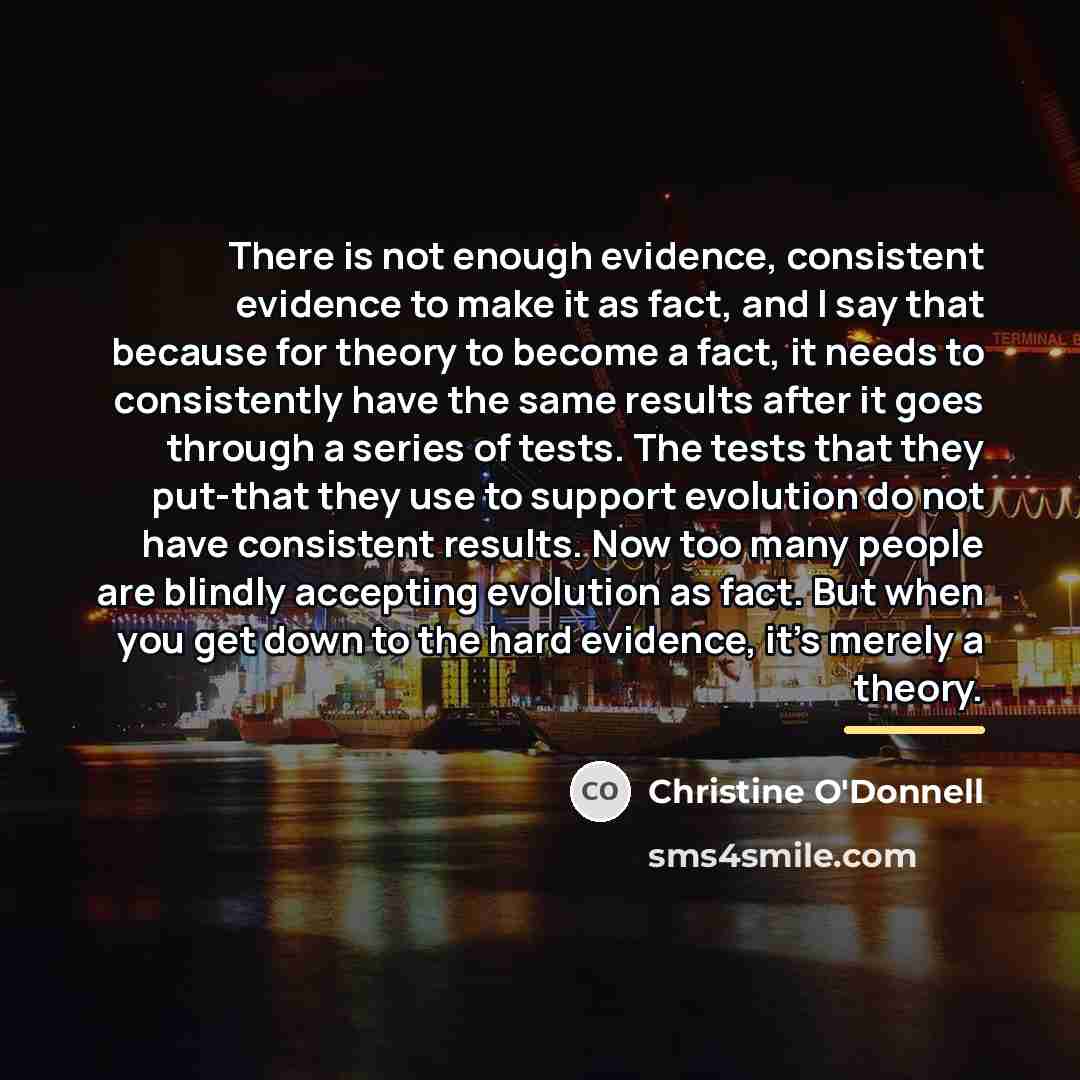 “There is not enough evidence, consistent evidence to make it…” quote by Christine O'Donnell