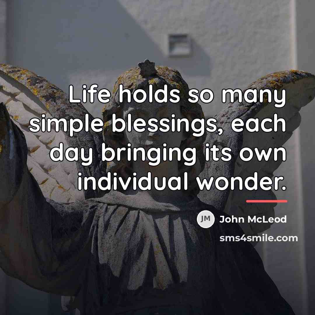 “Life holds so many simple blessings, each day bringing its…” quote by John McLeod