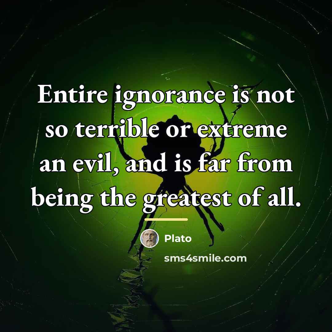 “Entire ignorance is not so terrible or extreme an evil,…” quote by Plato