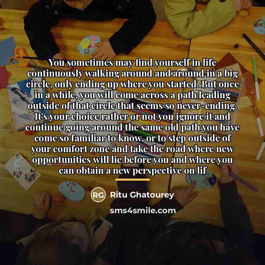 “You sometimes may find yourself in life continuously walking around…” quote by Ritu Ghatourey