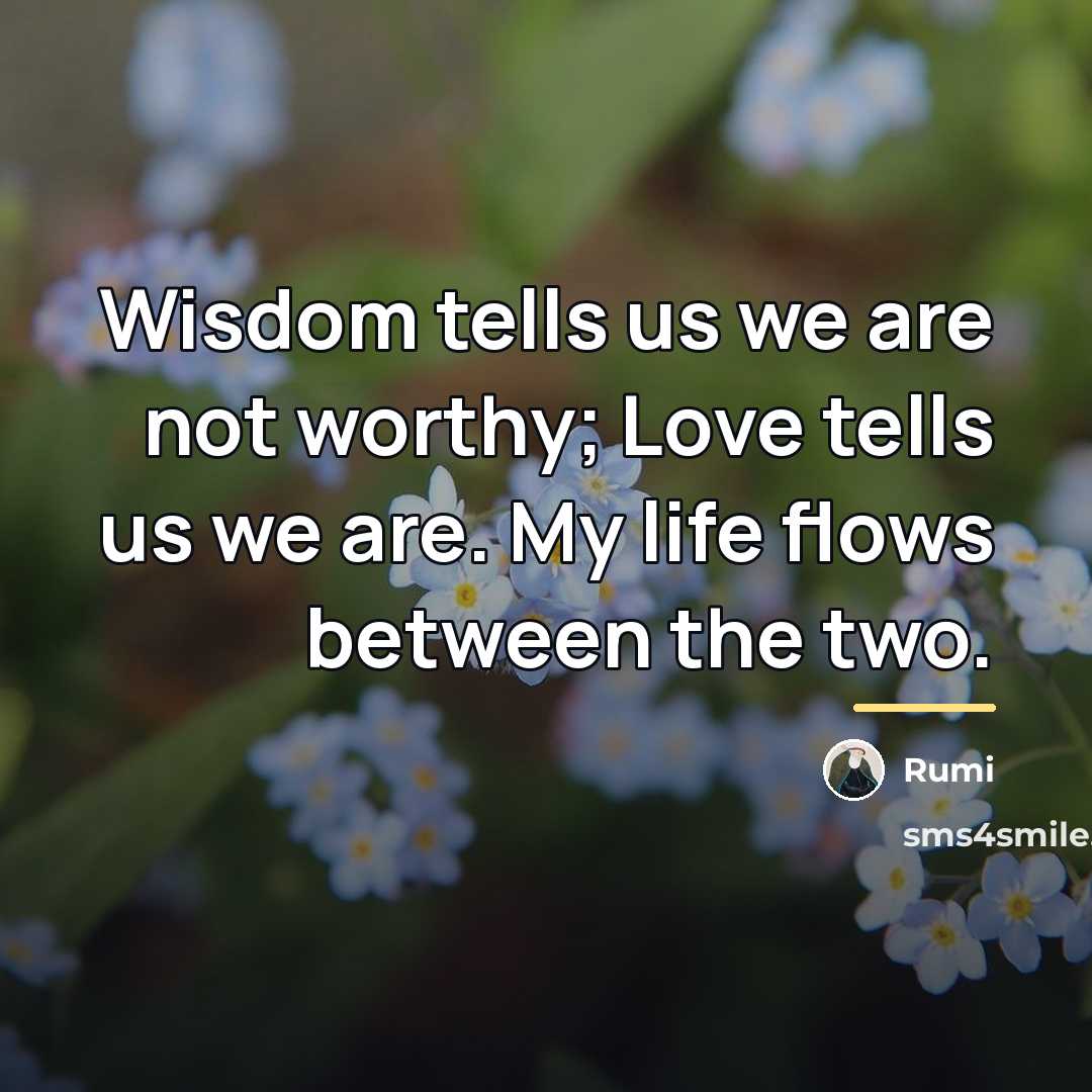 “Wisdom tells us we are not worthy; Love tells us…” quote by Rumi