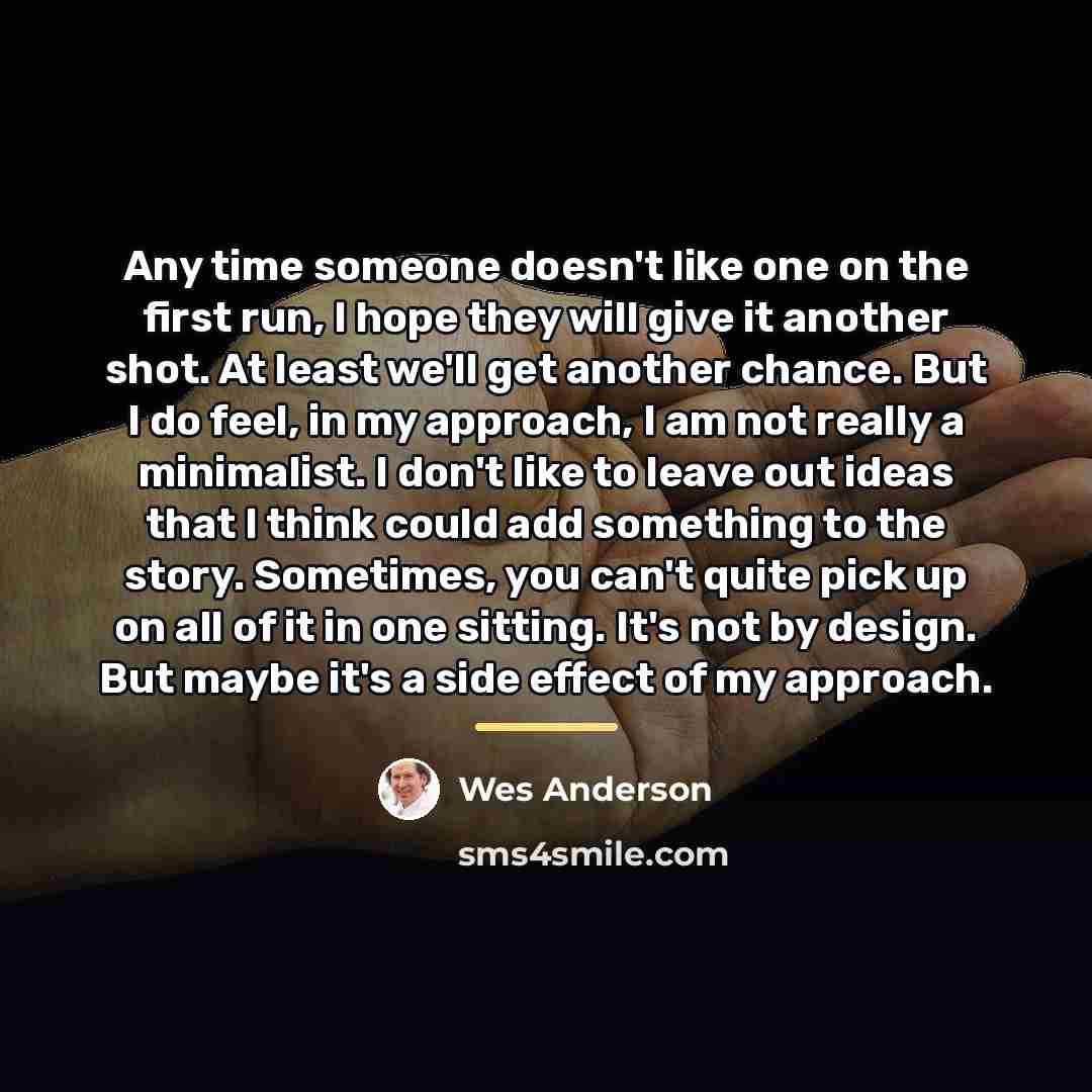 “Any time someone doesn't like one on the first run,…” quote by Wes Anderson