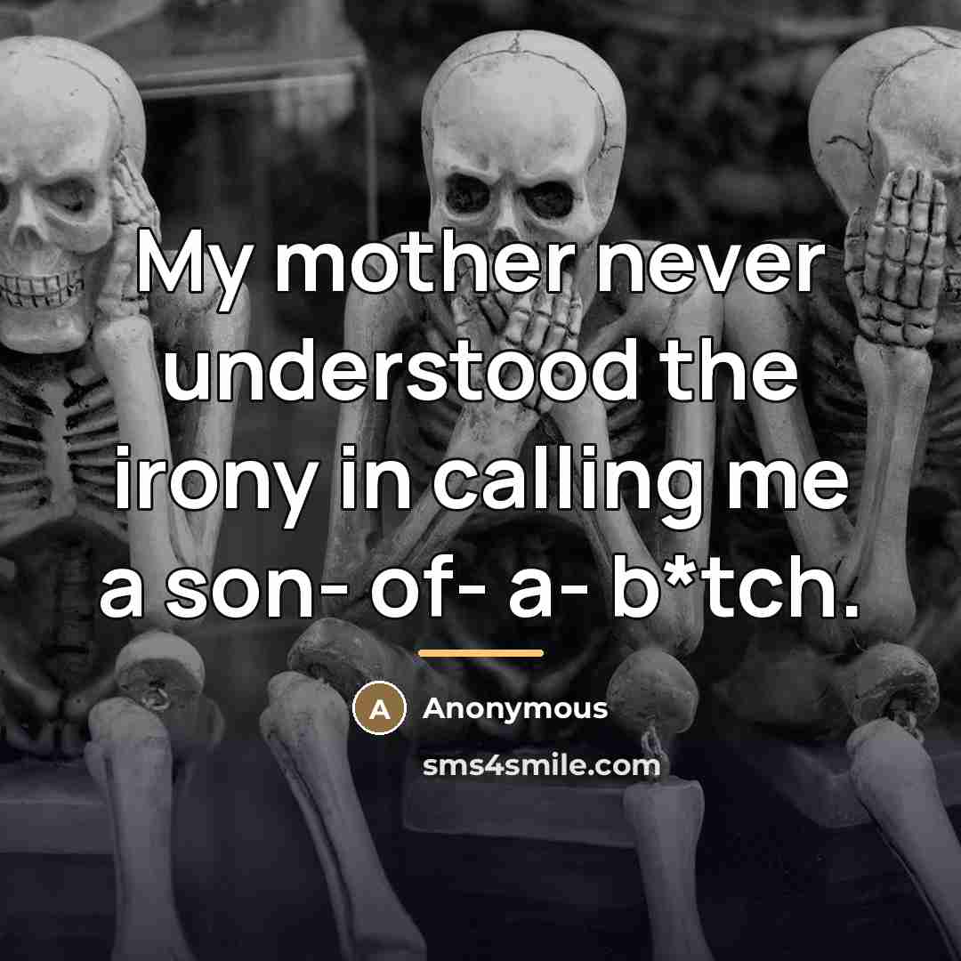 “My mother never understood the irony in calling me a…” quote by Anonymous