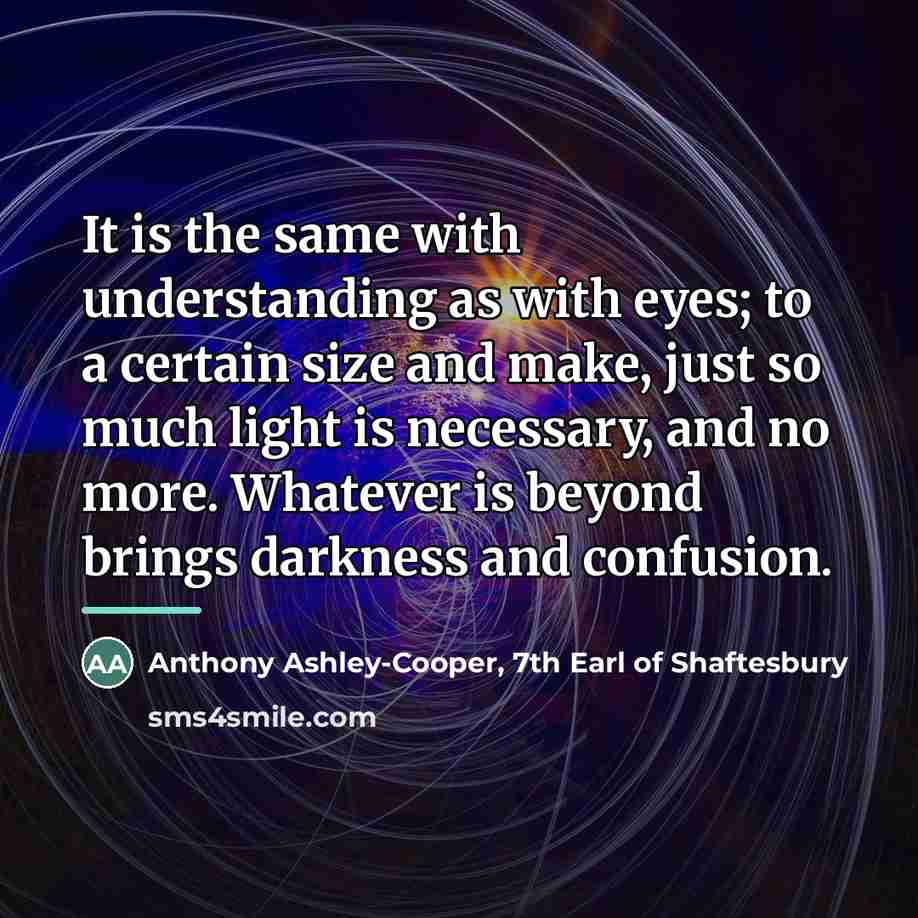 “It is the same with understanding as with eyes; to…” quote by Anthony Ashley-Cooper, 7th Earl of Shaftesbury