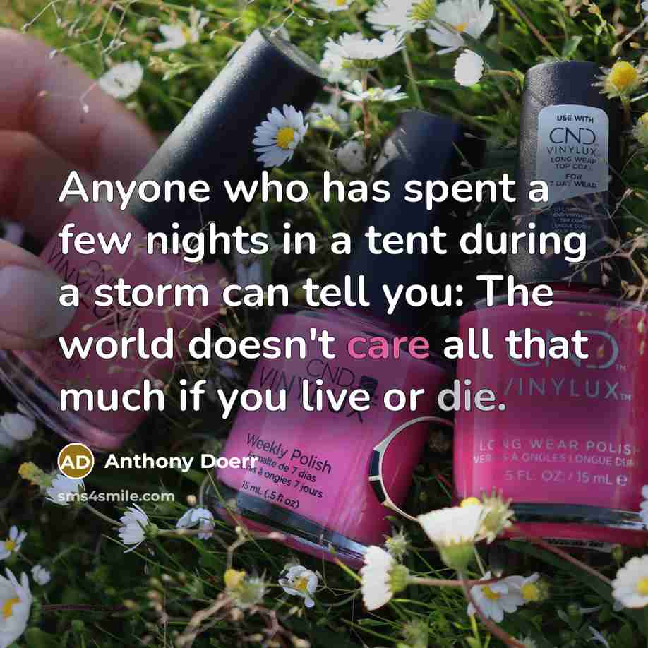 “Anyone who has spent a few nights in a tent…” quote by Anthony Doerr