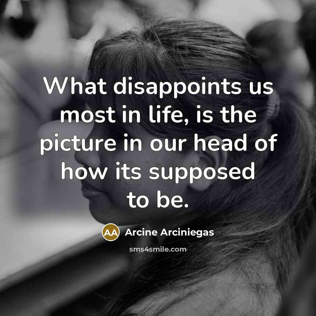 “What disappoints us most in life, is the picture in…” quote by Arcine Arciniegas