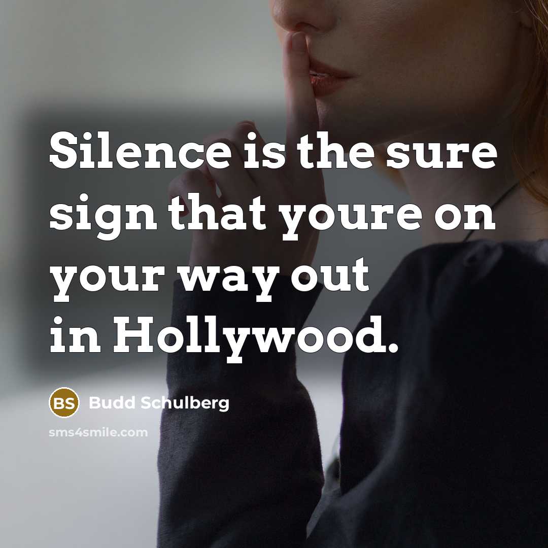 “Silence is the sure sign that youre on your way…” quote by Budd Schulberg