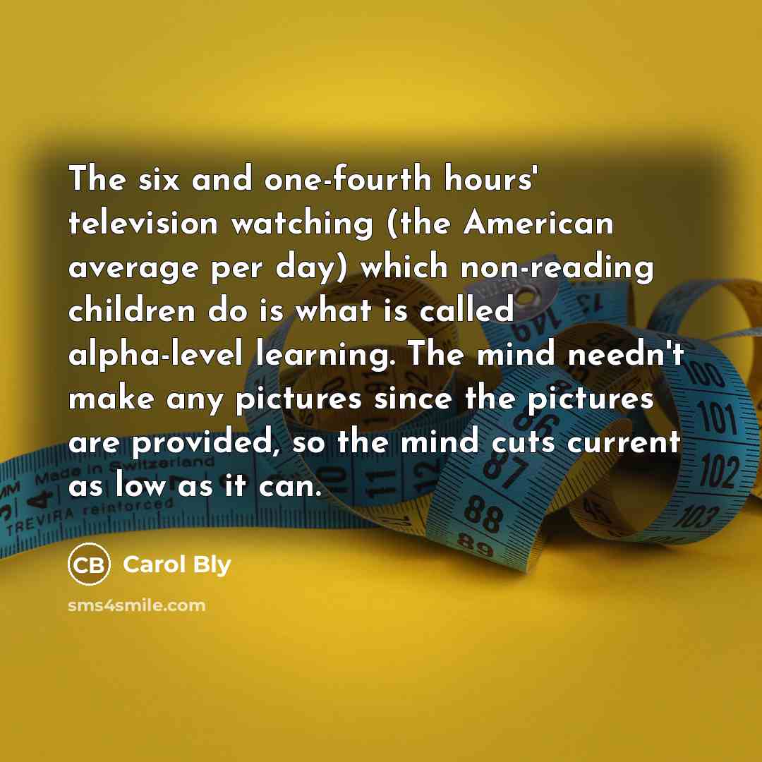 “The six and one-fourth hours' television watching (the American average…” quote by Carol Bly