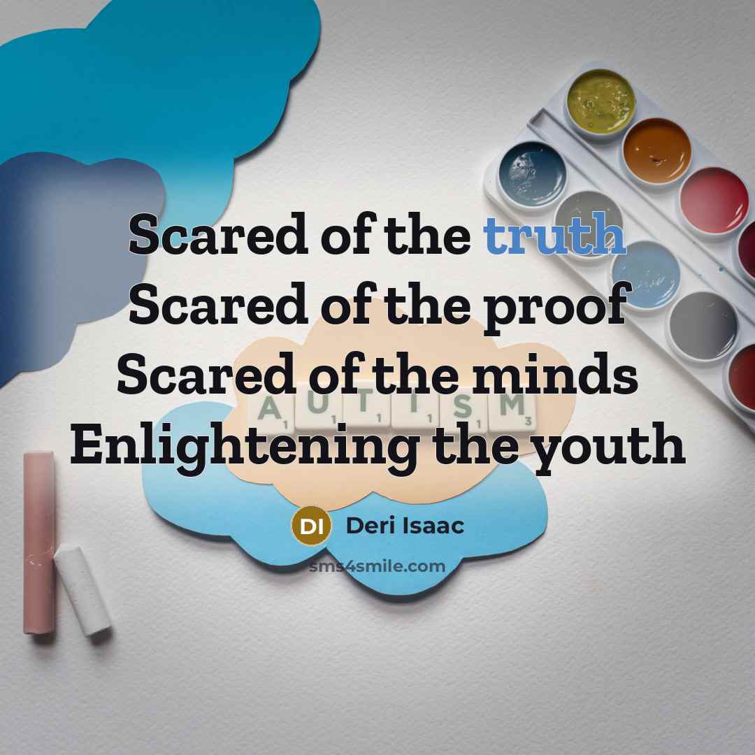 “Scared of the truth Scared of the proof Scared of…” quote by Deri Isaac