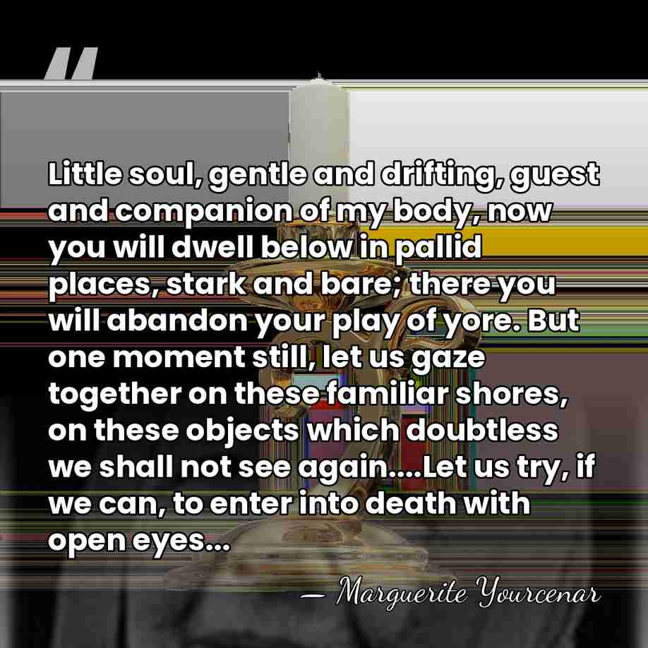 Little soul, gentle and drifting, guest and companion of my body, now&hellip; - Marguerite Yourcenar