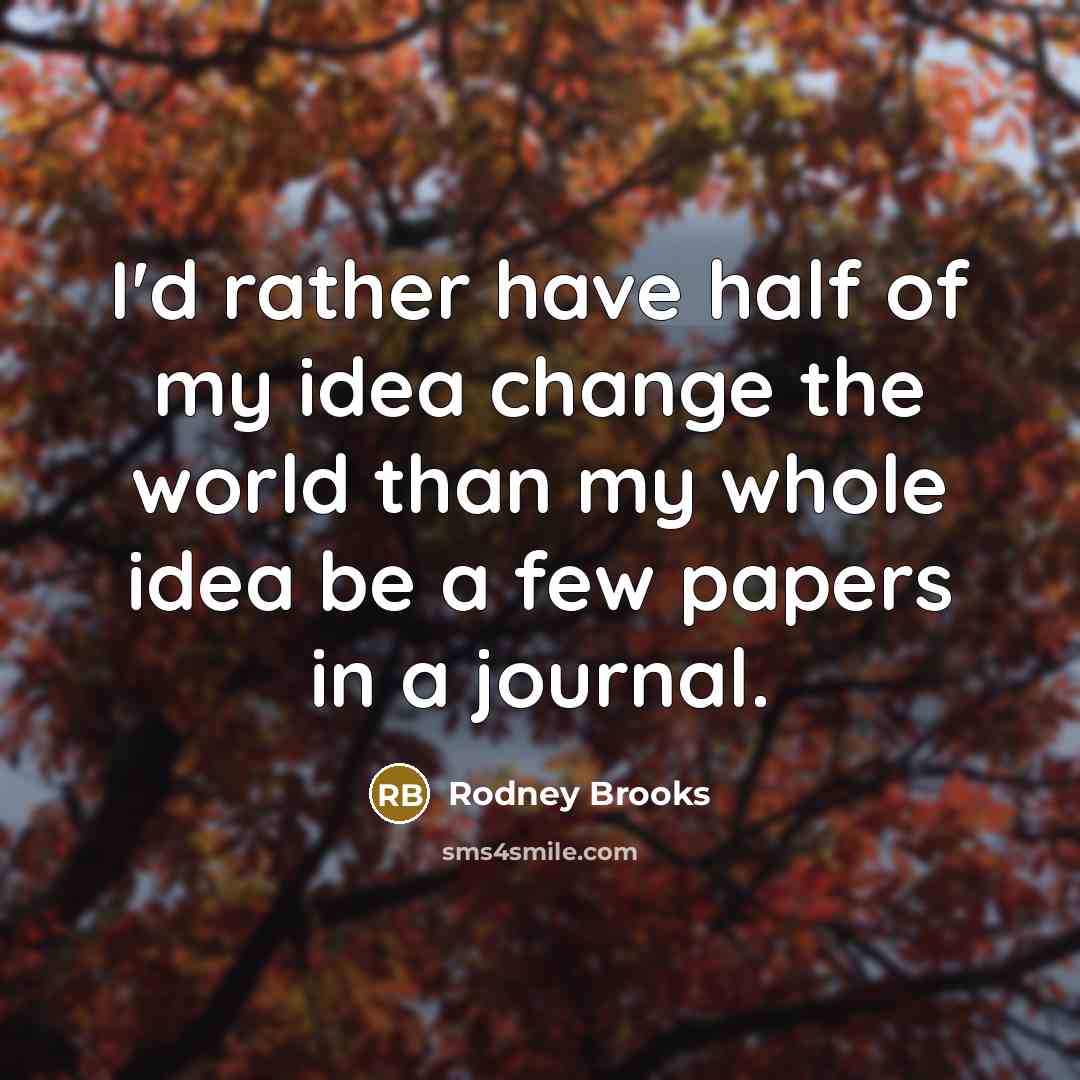 “I'd rather have half of my idea change the world…” quote by Rodney Brooks