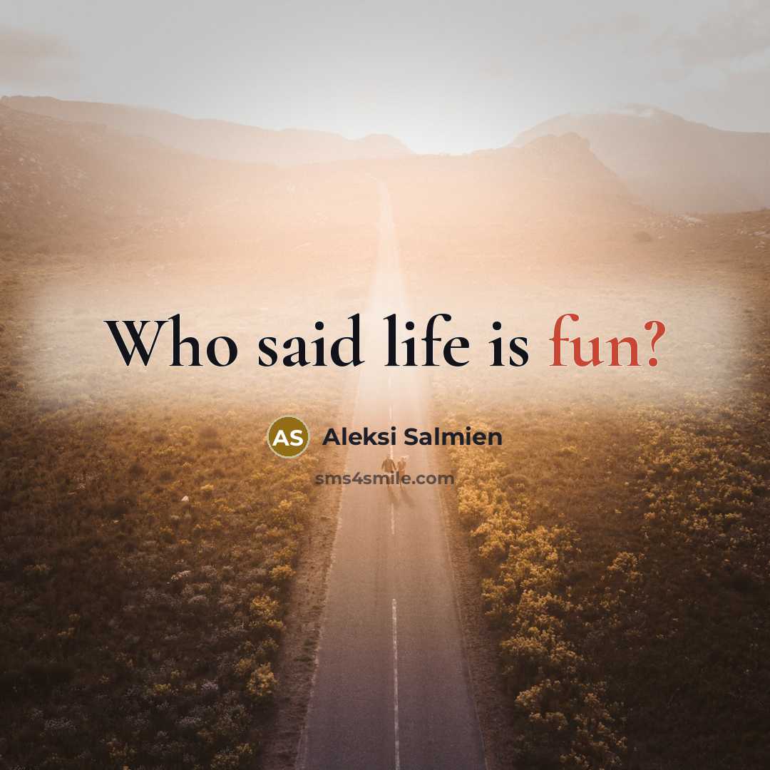 “Who said life is fun?…” quote by Aleksi Salmien