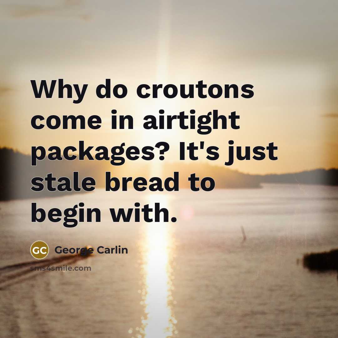 “Why do croutons come in airtight packages? It's just stale…” quote by George Carlin