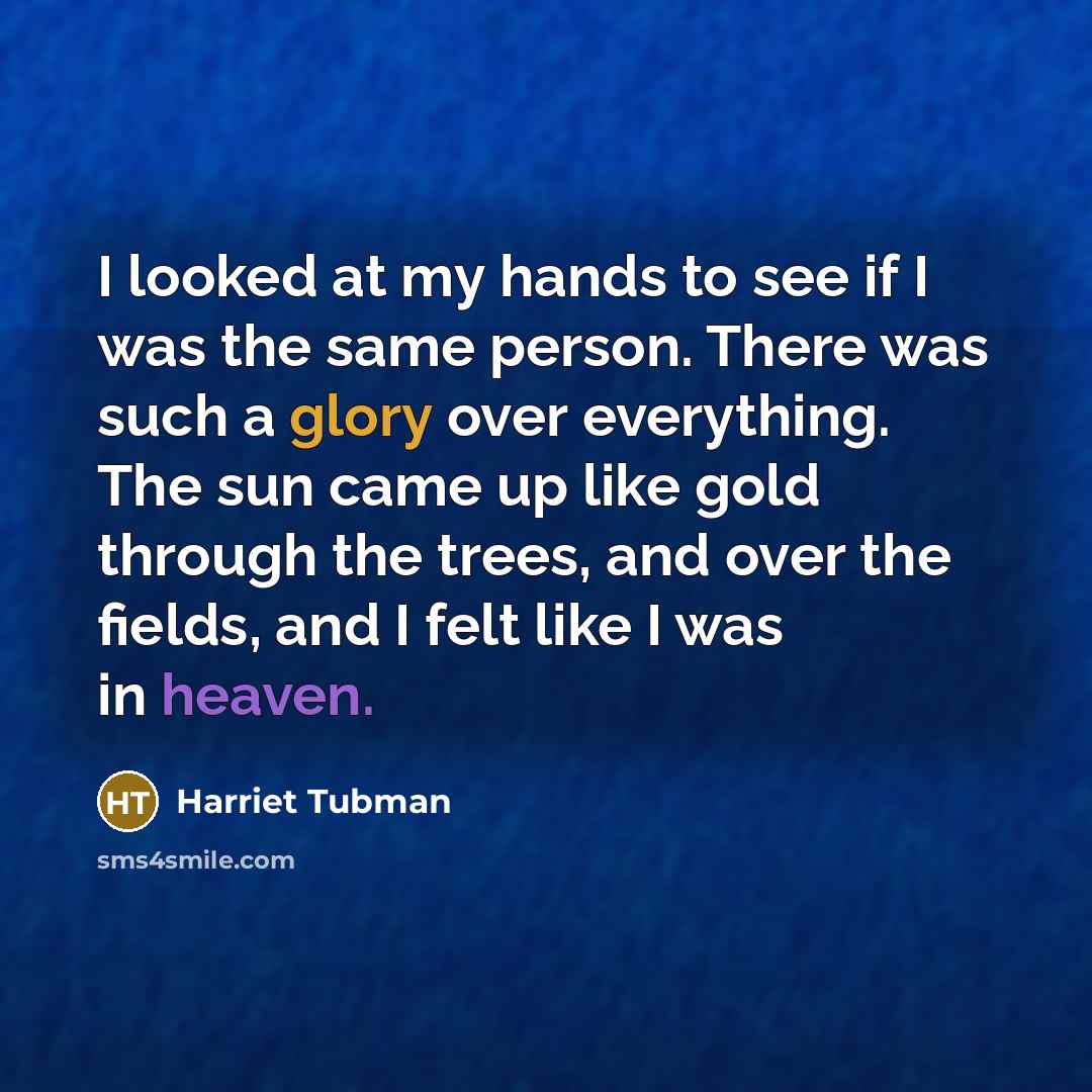 “I looked at my hands to see if I was…” quote by Harriet Tubman