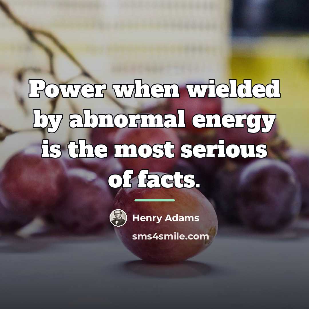 “Power when wielded by abnormal energy is the most serious…” quote by Henry Adams