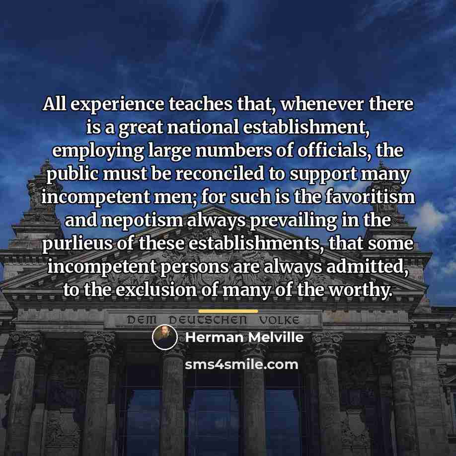 “All experience teaches that, whenever there is a great national…” quote by Herman Melville