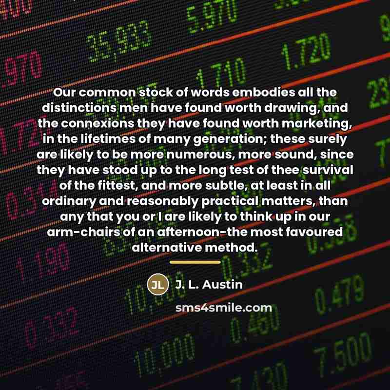 “Our common stock of words embodies all the distinctions men…” quote by J. L. Austin