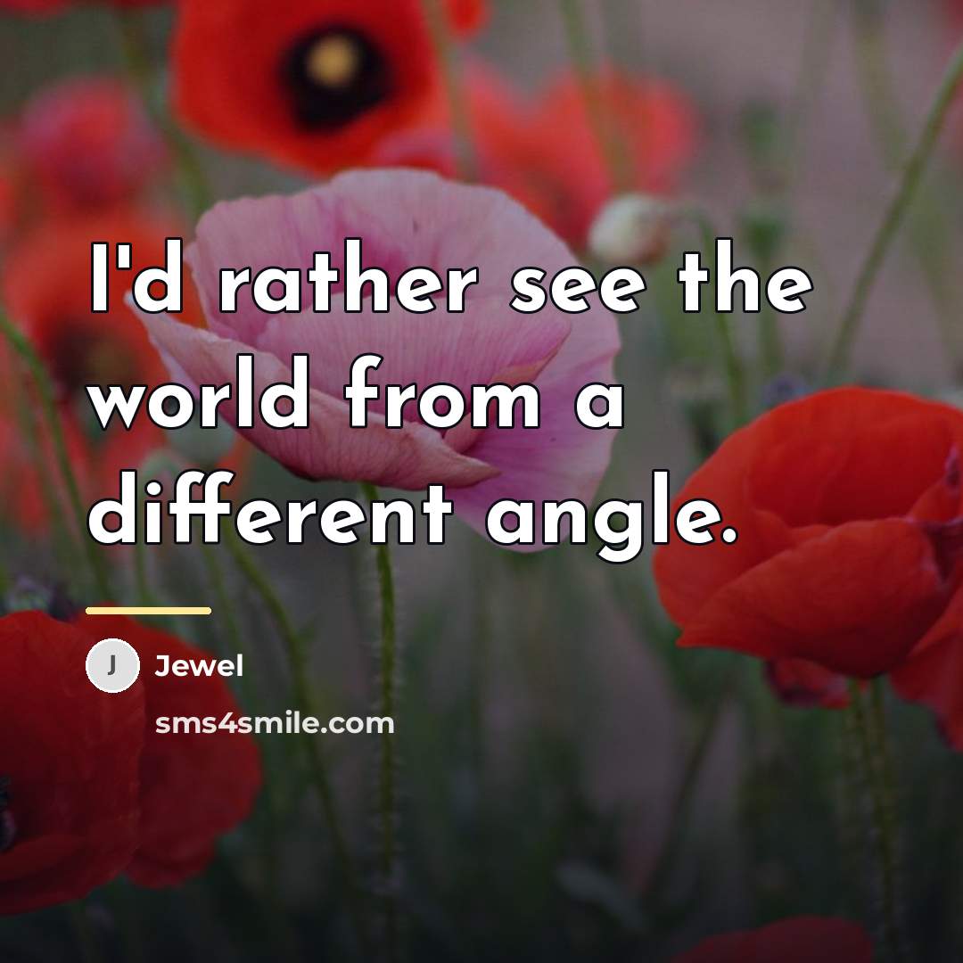 “I'd rather see the world from a different angle.…” quote by Jewel