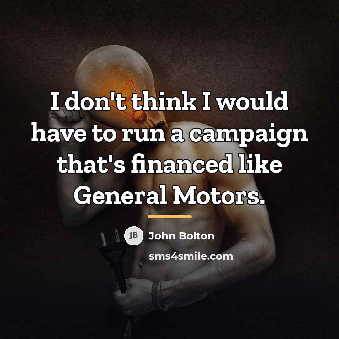 “I don't think I would have to run a campaign…” quote by John Bolton