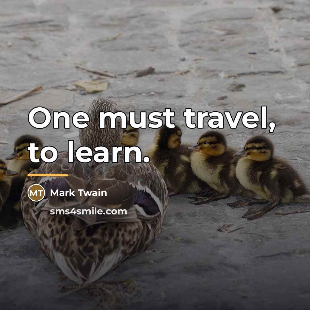“One must travel, to learn.…” quote by Mark Twain