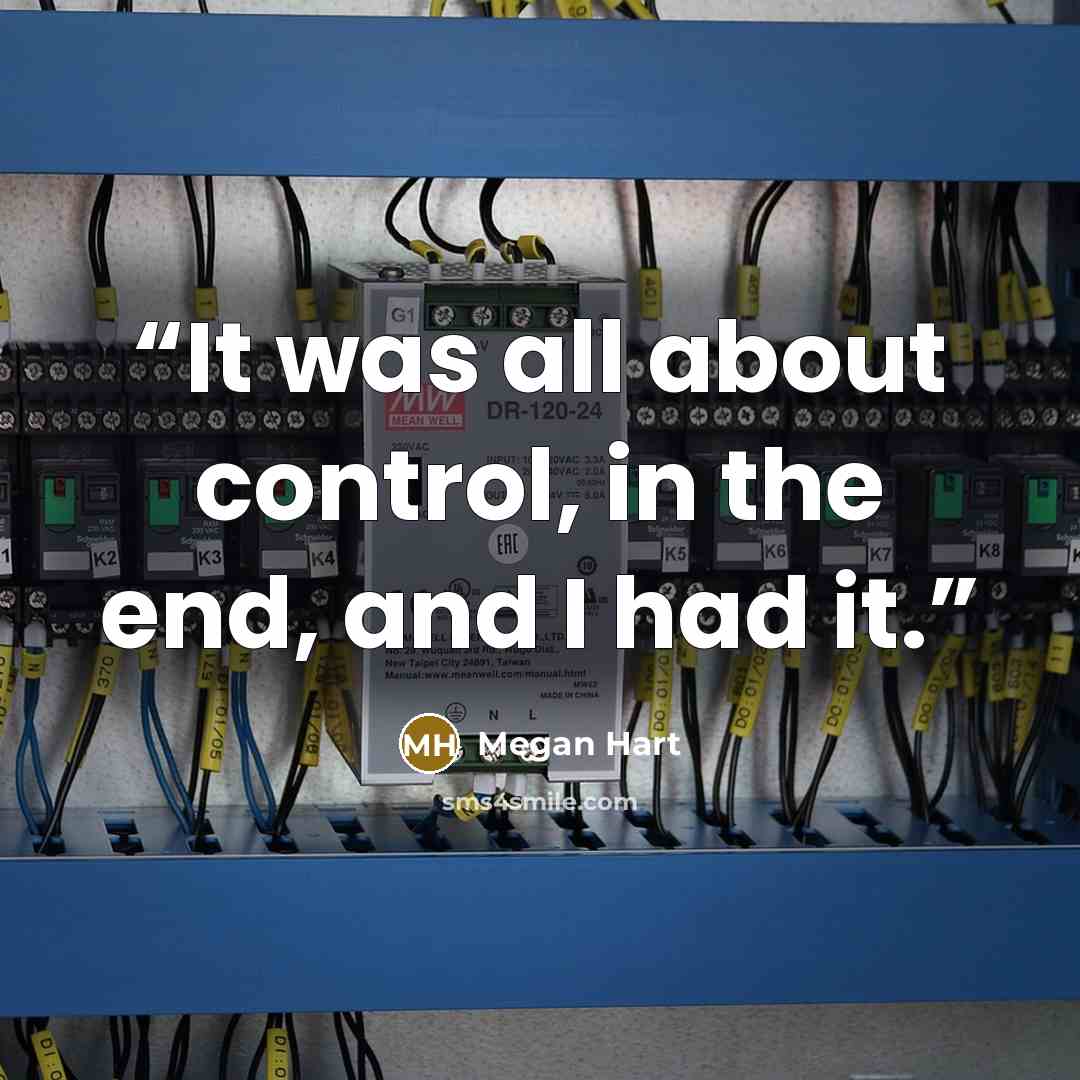 “It was all about control, in the end, and I had it.” quote by Megan Hart