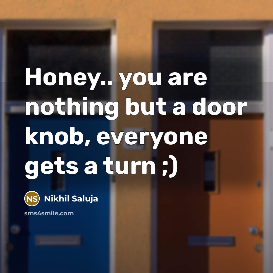 “Honey.. you are nothing but a door knob, everyone gets…” quote by Nikhil Saluja
