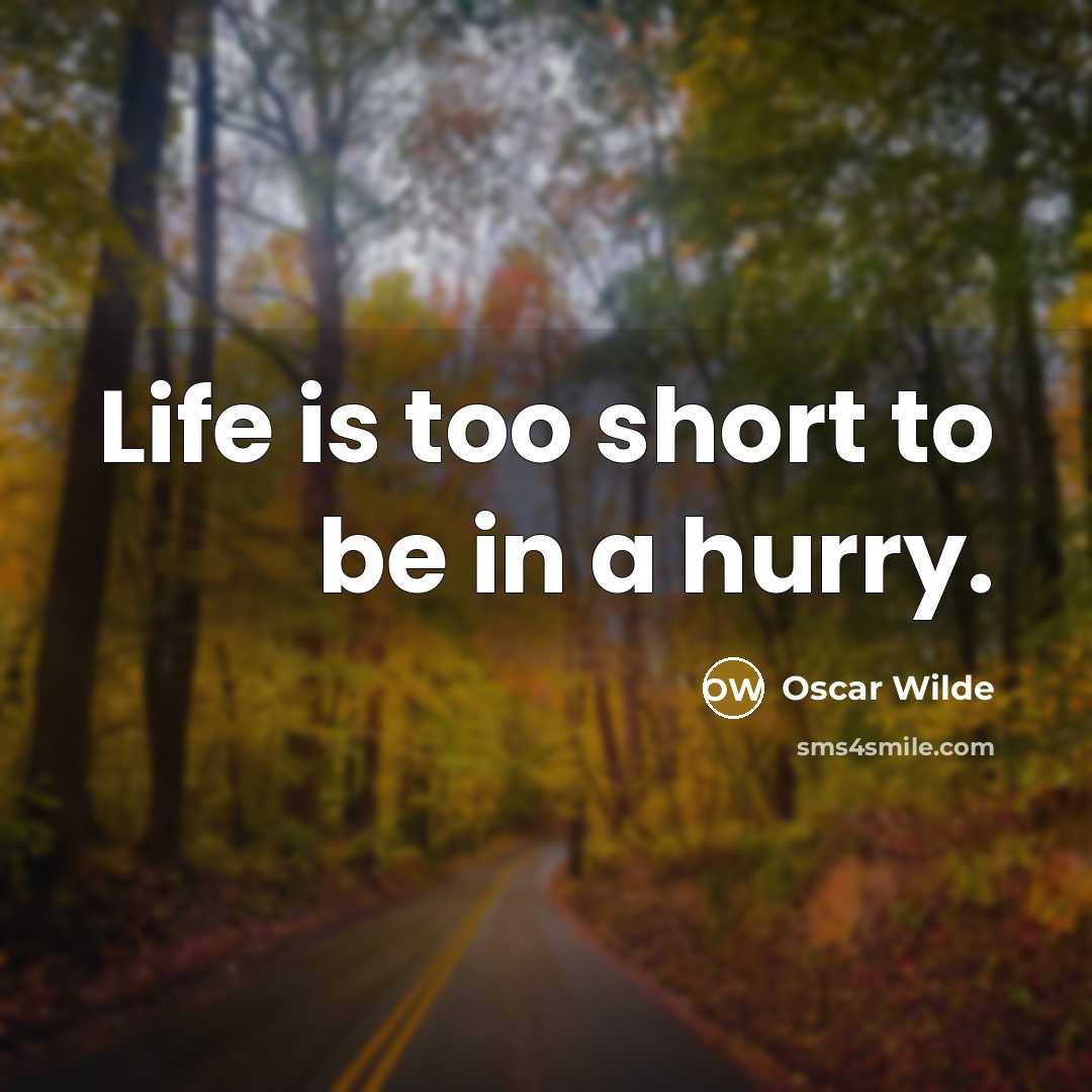 “Life is too short to be in a hurry.…” quote by Oscar Wilde