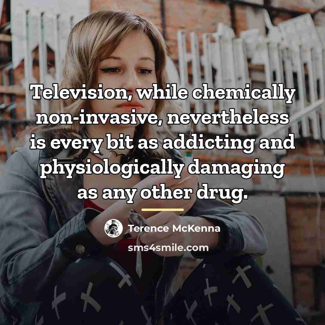 “Television, while chemically non-invasive, nevertheless is every bit as addicting…” quote by Terence McKenna