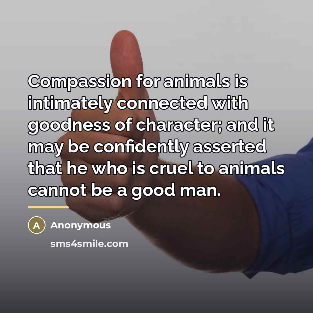 “Compassion for animals is intimately connected with goodness of character;…” quote by Anonymous