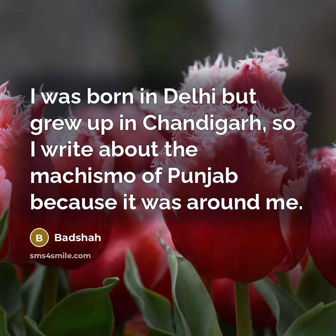 “I was born in Delhi but grew up in Chandigarh,…” quote by Badshah