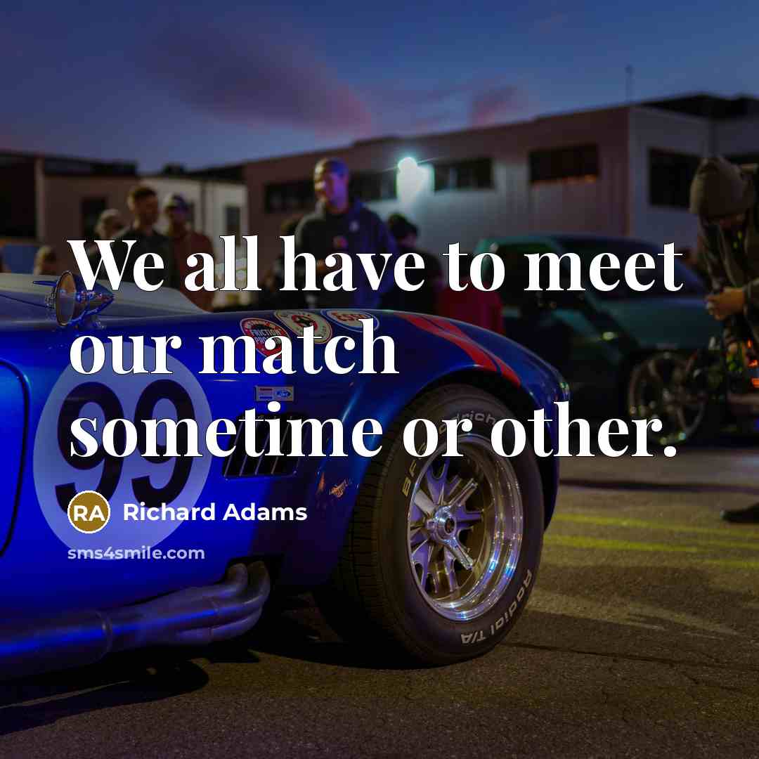 “We all have to meet our match sometime or other.…” quote by Richard Adams