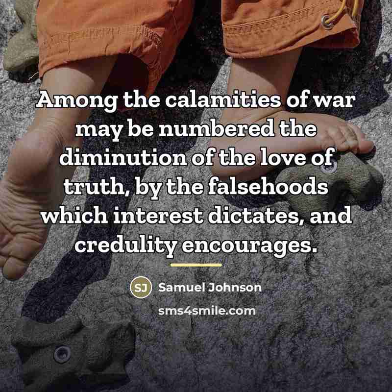 “Among the calamities of war may be numbered the diminution…” quote by Samuel Johnson