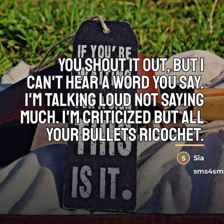 “You shout it out, But I can't hear a word…” quote by Sia