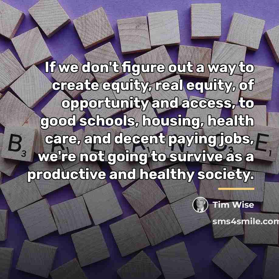“If we don't figure out a way to create equity,…” quote by Tim Wise