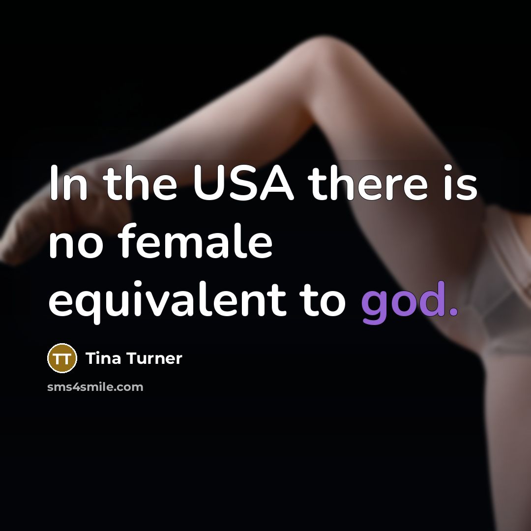 “In the USA there is no female equivalent to god.” quote by Tina Turner