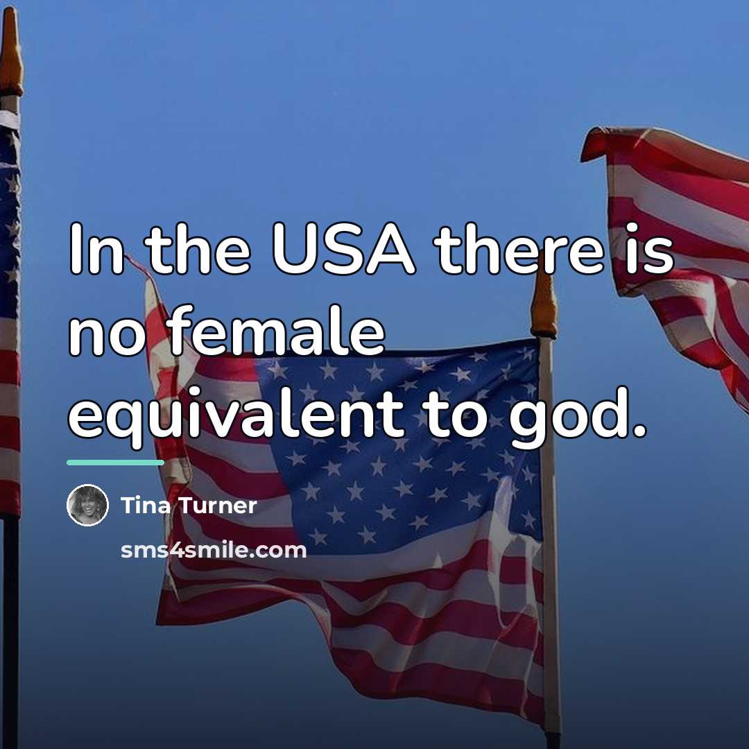 “In the USA there is no female equivalent to god.…” quote by Tina Turner