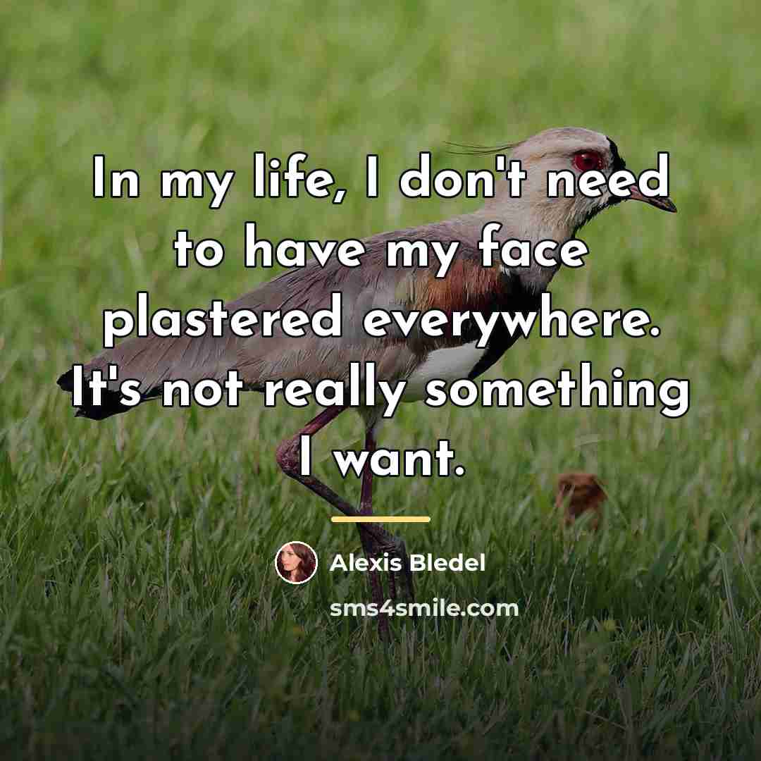 “In my life, I don't need to have my face…” quote by Alexis Bledel