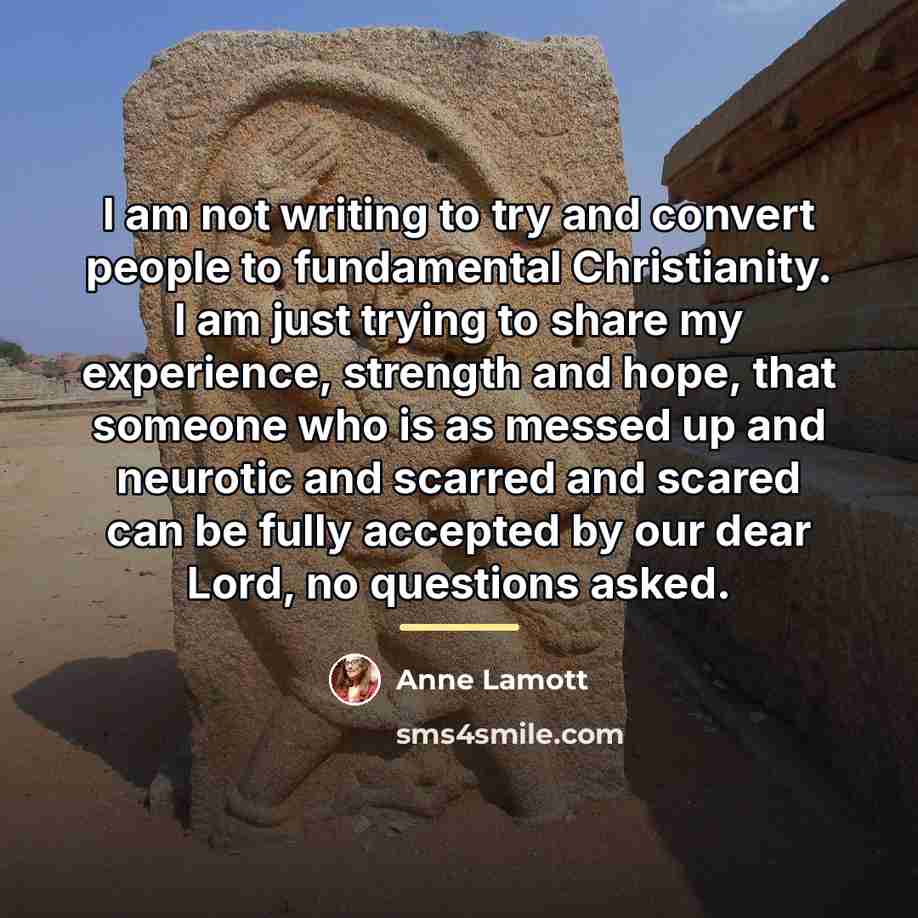 “I am not writing to try and convert people to…” quote by Anne Lamott