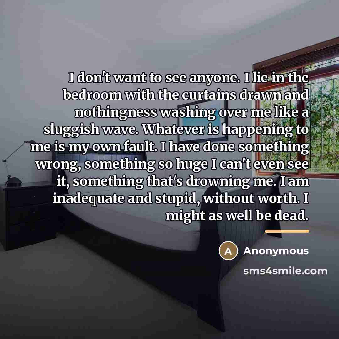 “I don't want to see anyone. I lie in the…” quote by Anonymous