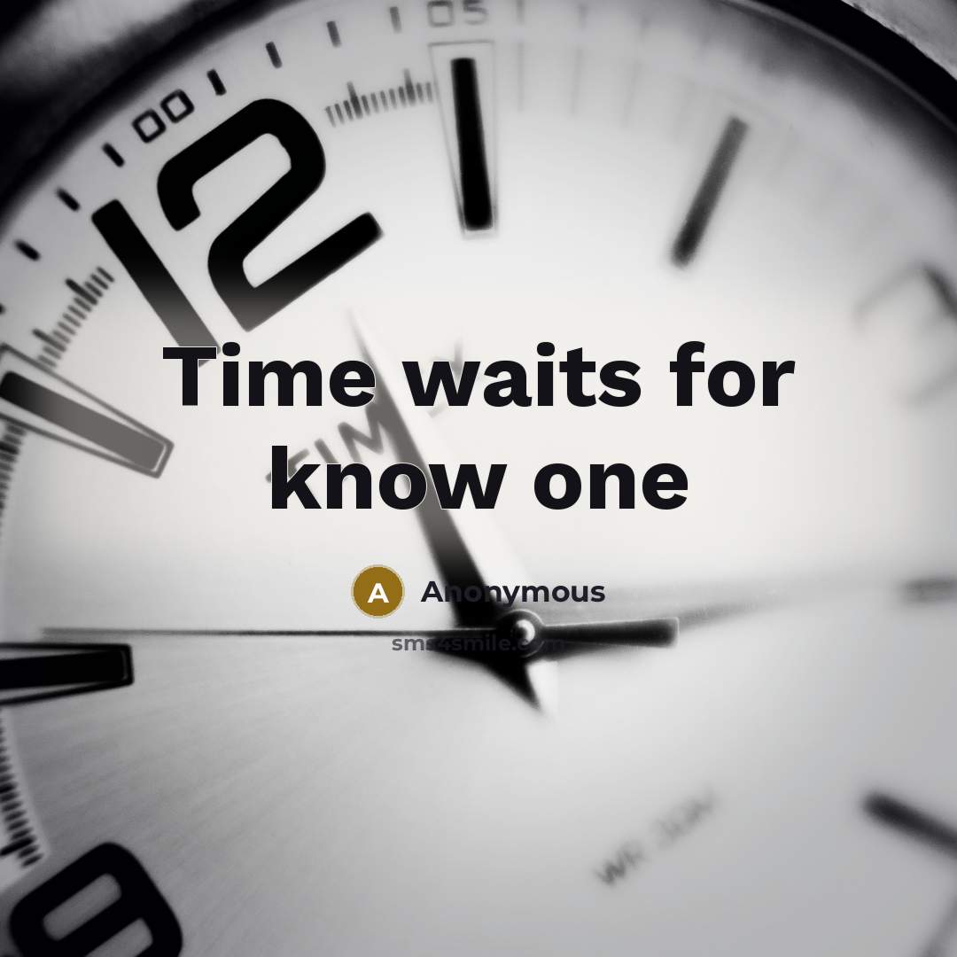 “Time waits for know one” quote by Anonymous