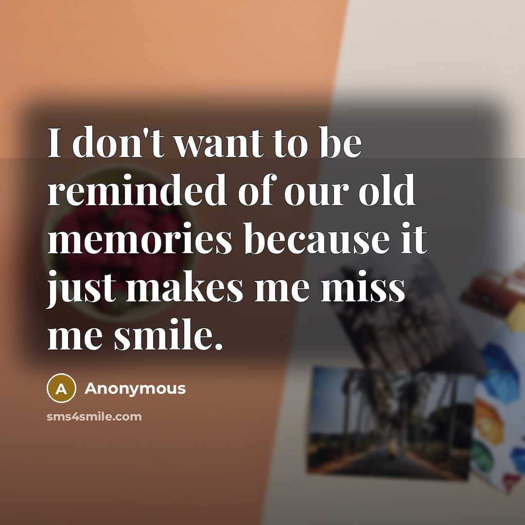 “I don't want to be reminded of our old memories…” quote by Anonymous