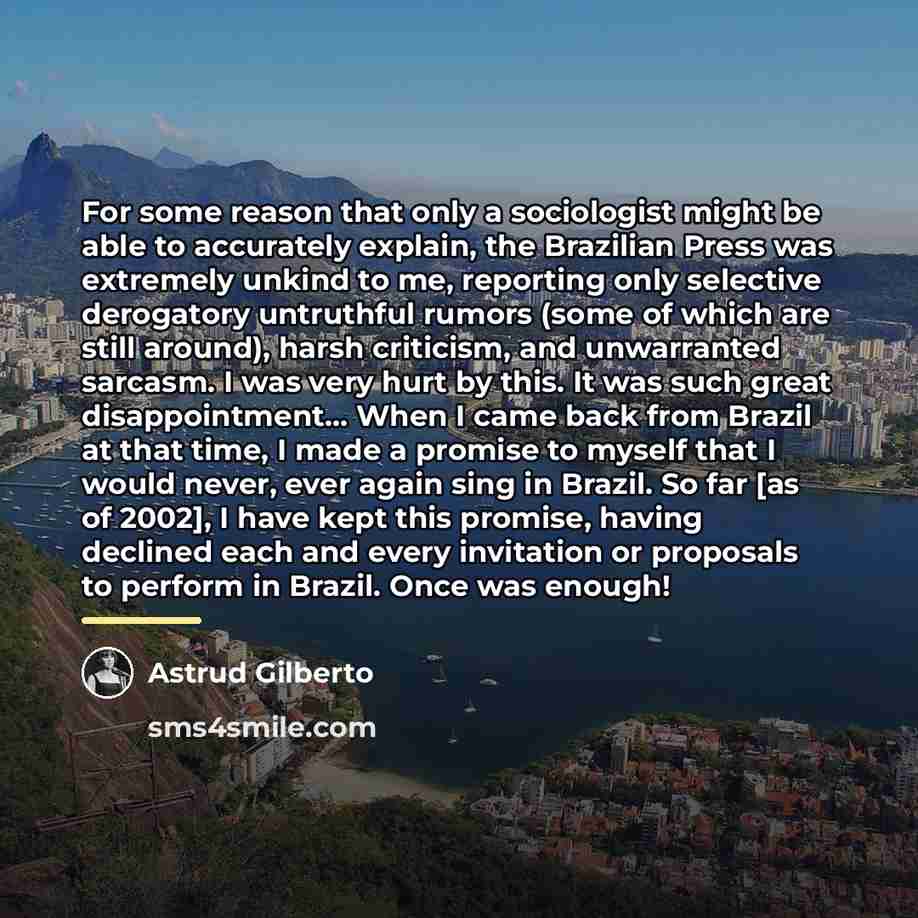 “For some reason that only a sociologist might be able…” quote by Astrud Gilberto