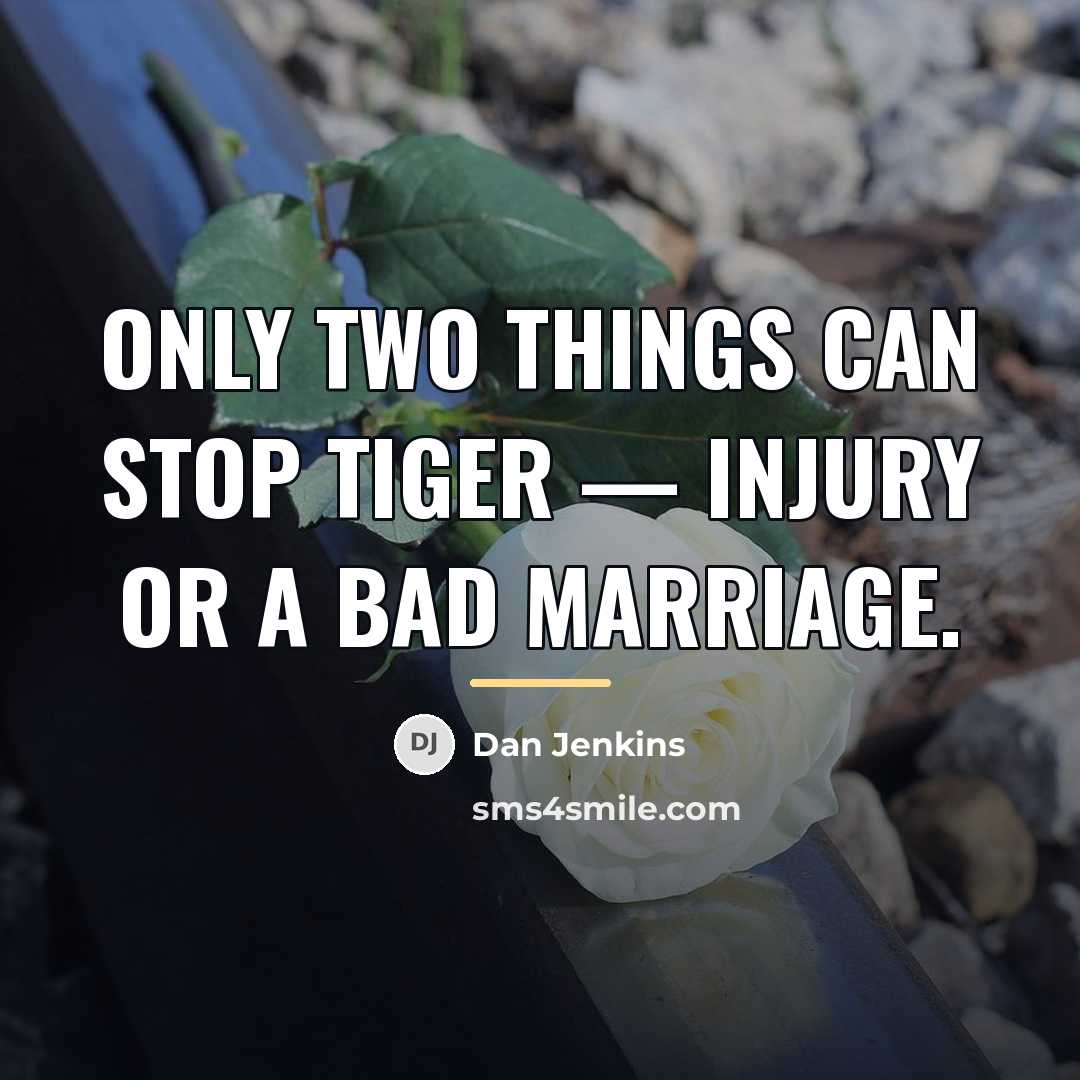 “Only two things can stop Tiger — injury or a…” quote by Dan Jenkins