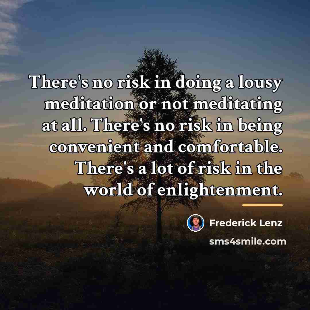 “There's no risk in doing a lousy meditation or not…” quote by Frederick Lenz