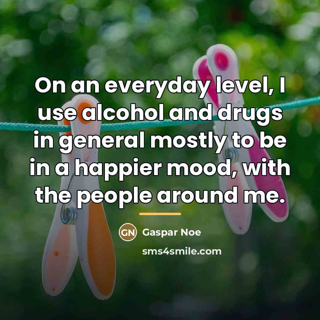 “On an everyday level, I use alcohol and drugs in…” quote by Gaspar Noe