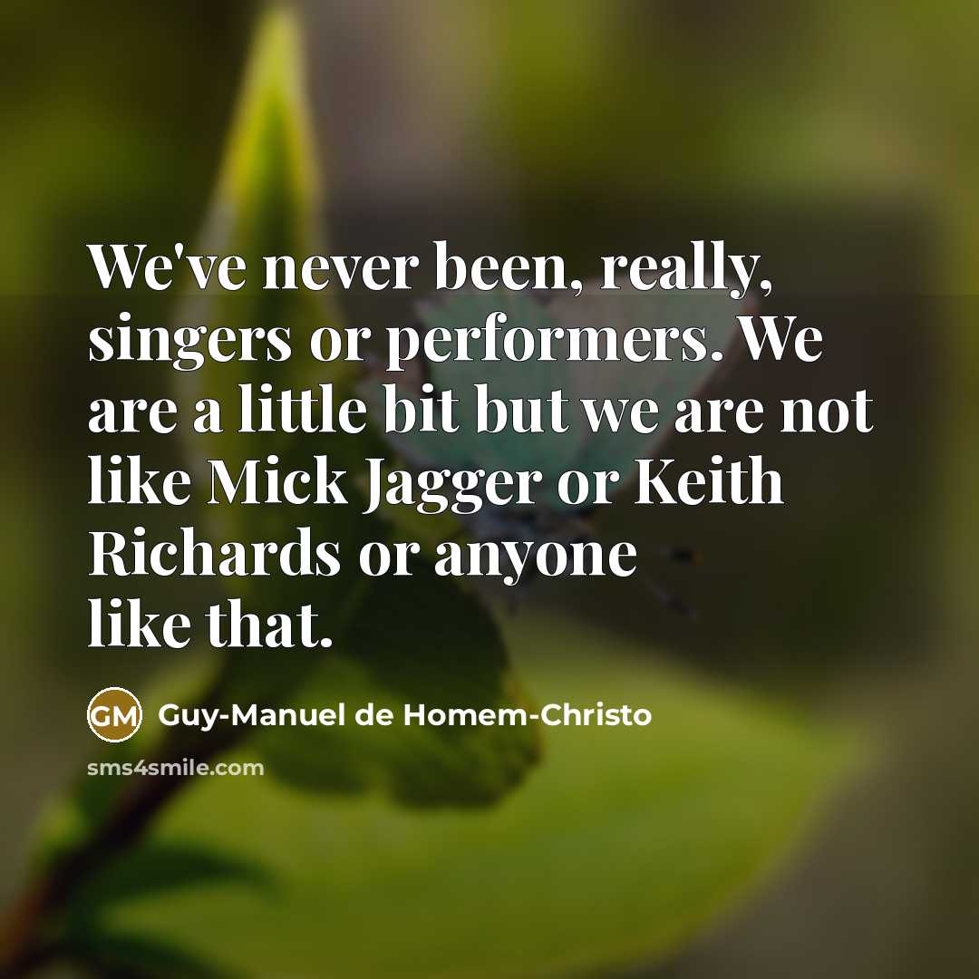 “We've never been, really, singers or performers. We are a little bit but we are not like Mick Jagger or Keith Richards or anyone like that.” quote by Guy-Manuel de Homem-Christo