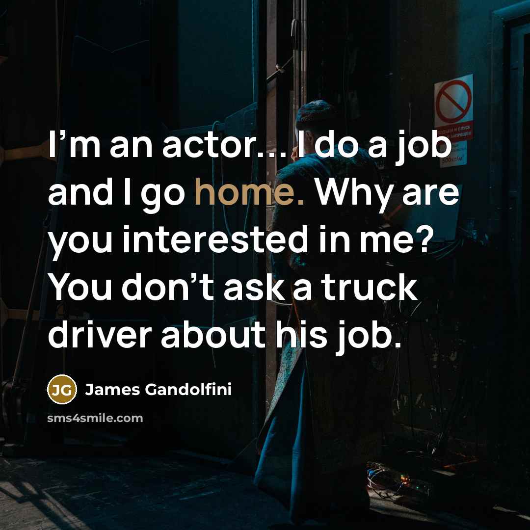 “I'm an actor... I do a job and I go home. Why are you interested in me? You don't ask a truck driver about his job.” quote by James Gandolfini