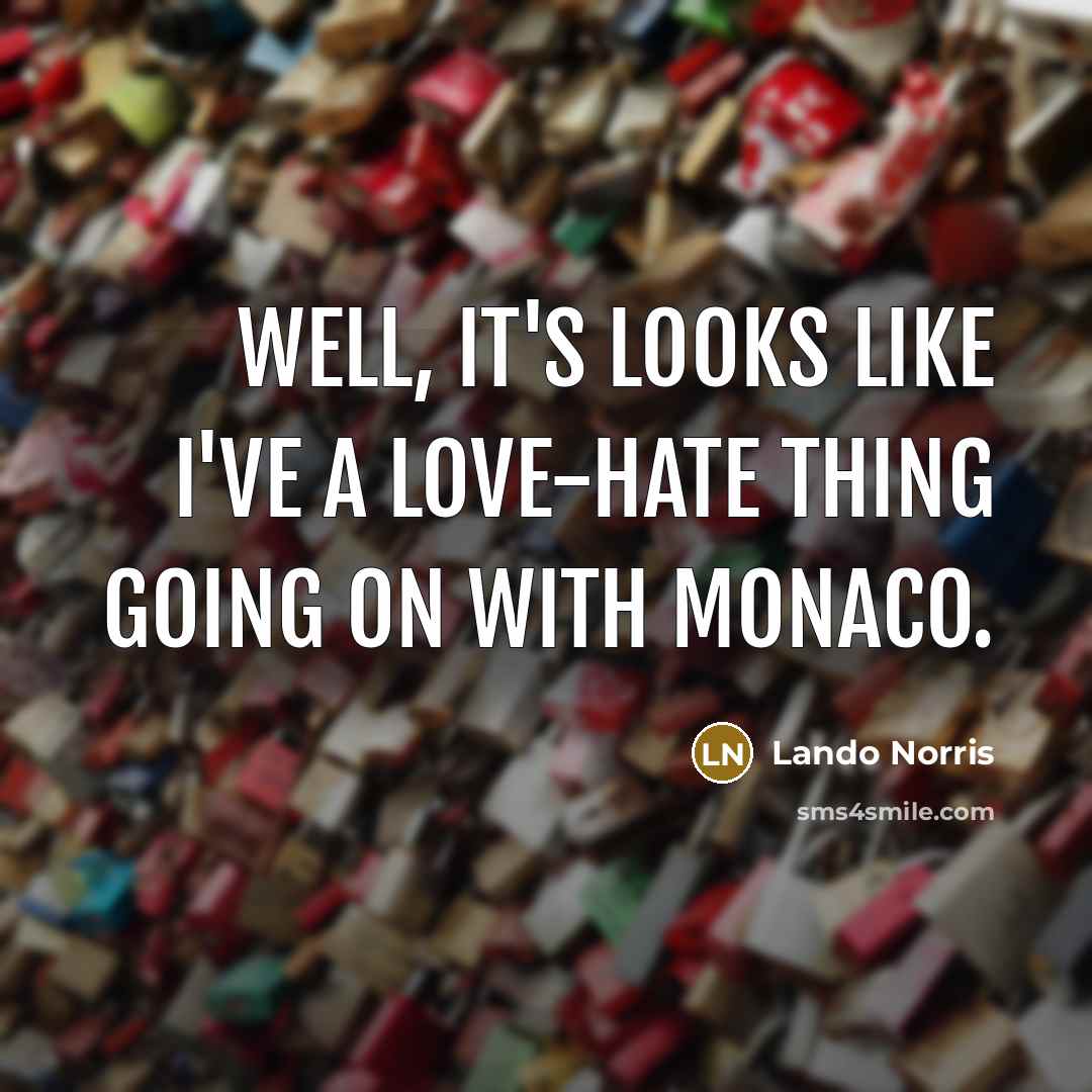 “Well, it's looks like I've a love-hate thing going on…” quote by Lando Norris